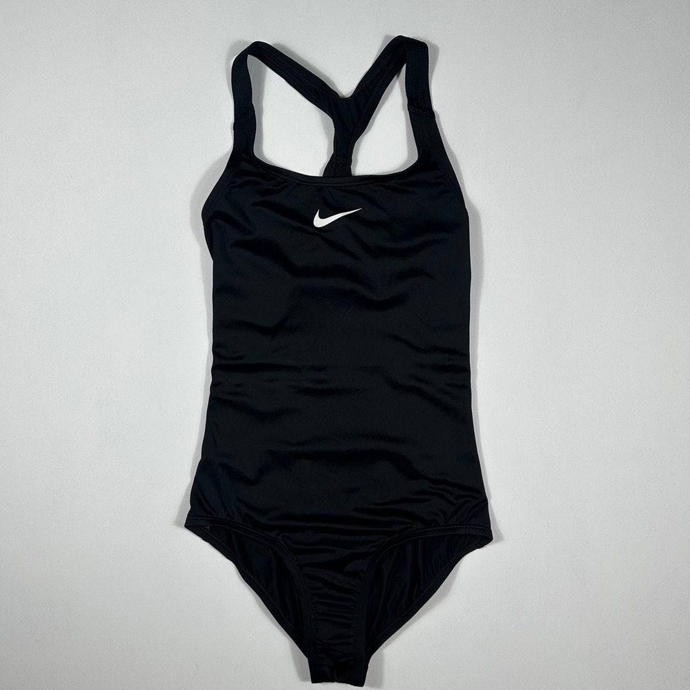 Nike One Piece Swimsuit Girls Large Racerback Swoosh Logo NESS9600-001 NEW